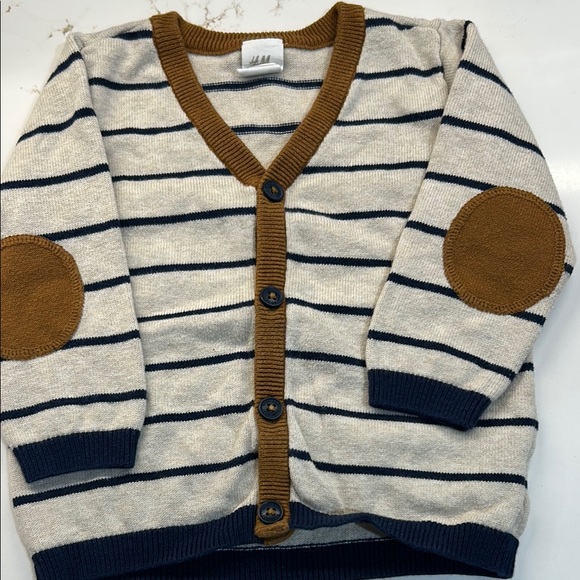H&M Kids Striped Cardigan - Cream and Brown - Picture 1 of 2